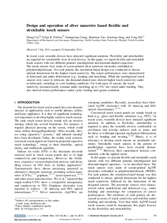 (PDF) Design and operation of silver nanowire based flexible and ...