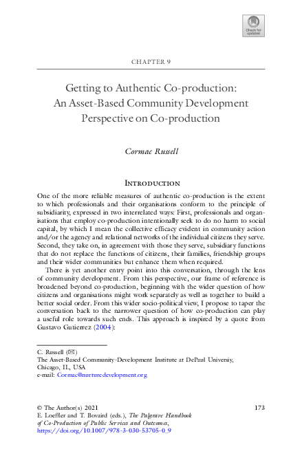 (PDF) Getting to Authentic Co-production: An Asset-Based Community ...