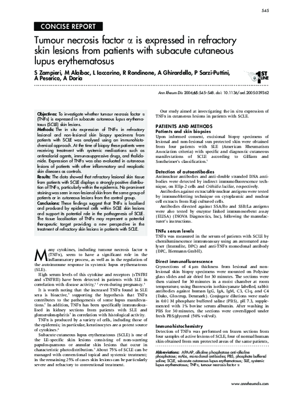 (PDF) Tumour necrosis factor is expressed in refractory skin lesions ...