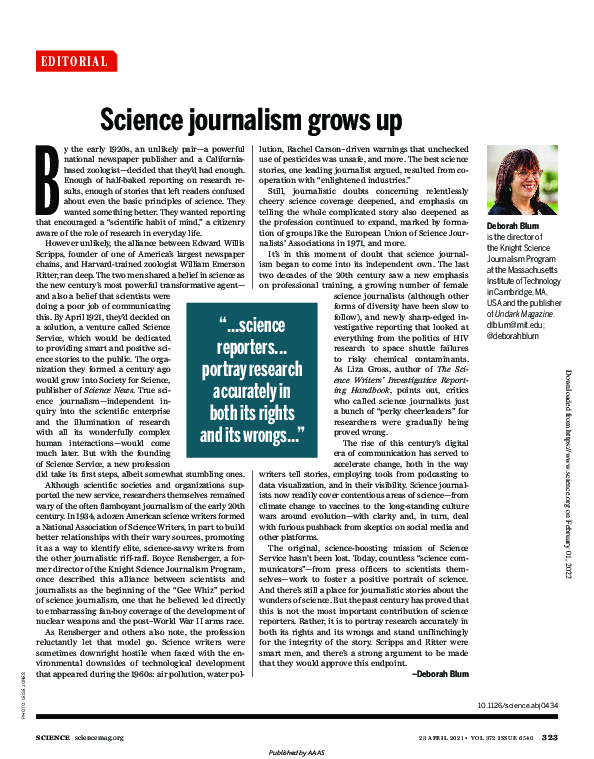 (PDF) Science journalism grows up