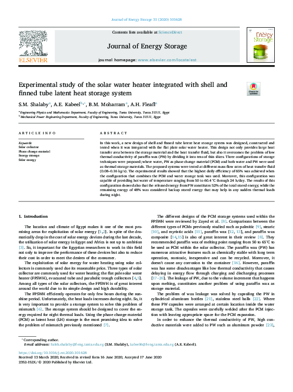 (PDF) Experimental study of the solar water heater integrated with ...