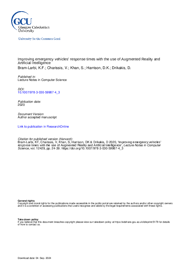 (PDF) Improving Emergency Vehicles’ Response Times with the Use of ... - Augmented Reality Emergency Response Impact