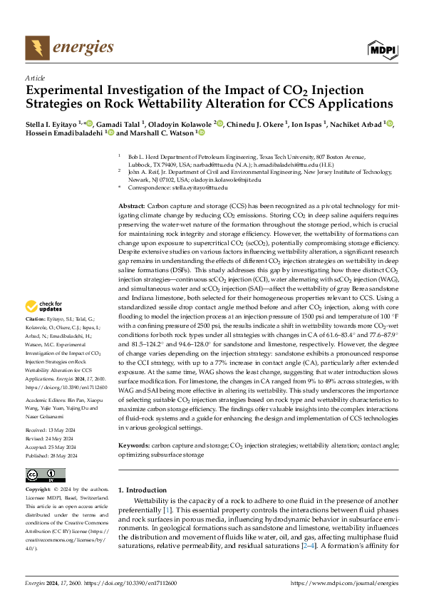 (PDF) Experimental Investigation of the Impact of CO2 Injection ...