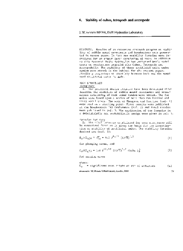 (PDF) 6. Stability of cubes, tetrapods and accropode