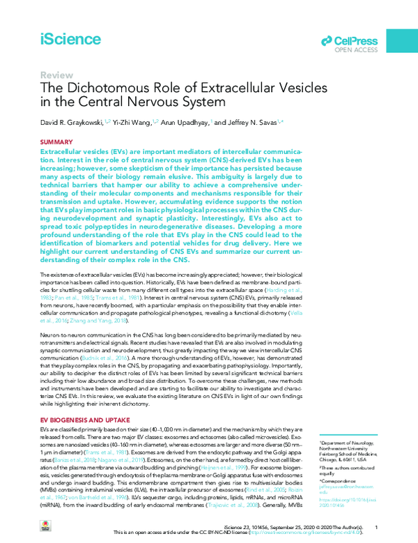 (PDF) The Dichotomous Role of Extracellular Vesicles in the Central ...