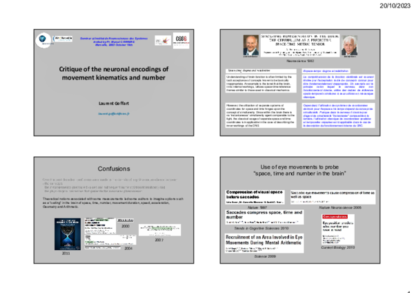 (PDF) Critique of the neuronal encodings of movement kinematics and number