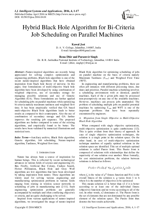 (PDF) Hybrid Black Hole Algorithm for Bi-Criteria Job Scheduling on ...
