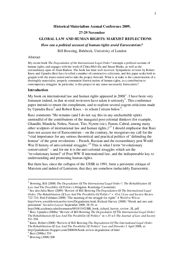 (PDF) Global law and human rights: Marxist reflections. How can a ...