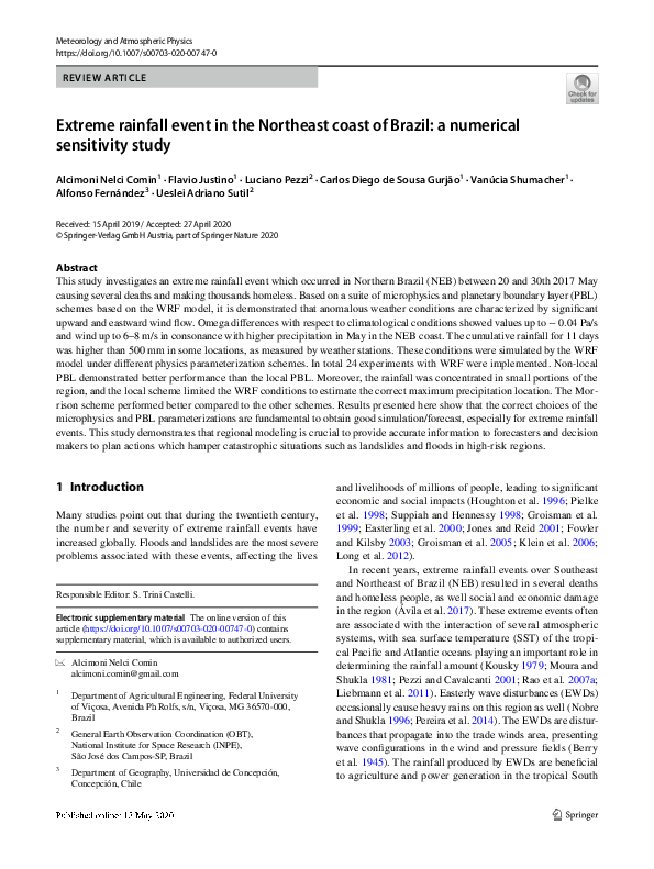 (PDF) Extreme rainfall event in the Northeast coast of Brazil: a ...