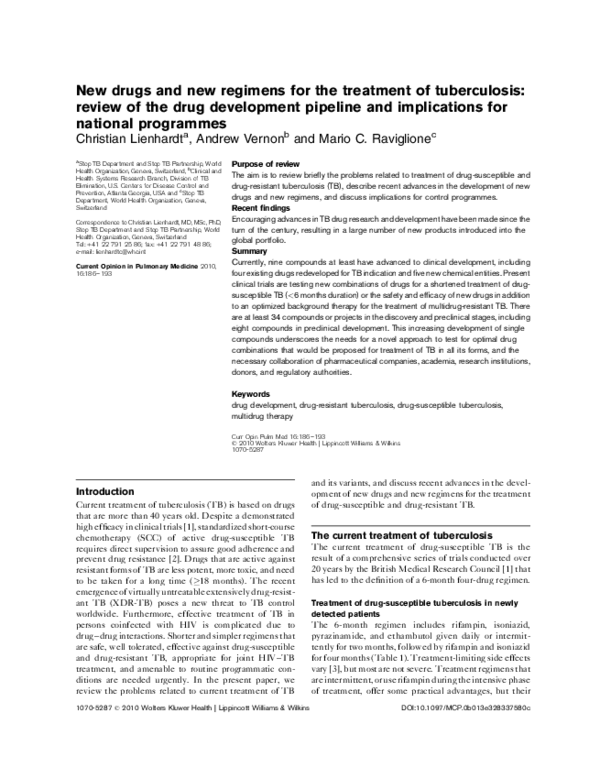 (PDF) New drugs and new regimens for the treatment of tuberculosis ...
