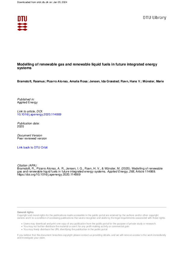 (PDF) Modelling of renewable gas and renewable liquid fuels in future ...