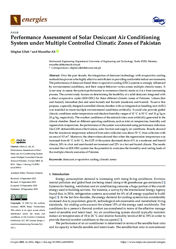 (PDF) Performance Assessment of Solar Desiccant Air Conditioning System ...