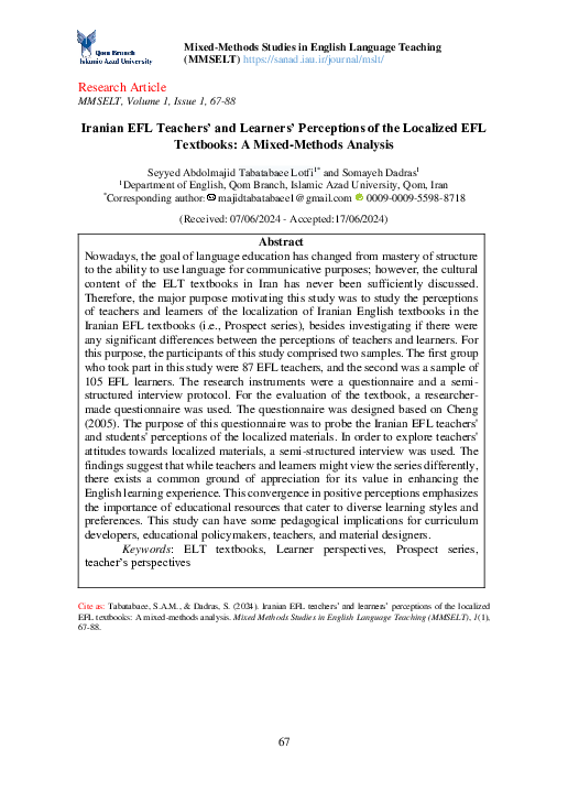 (PDF) Iranian EFL Teachers’ and Learners’ Perceptions of the Localized ...