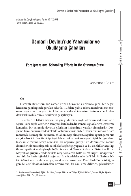 (PDF) Osmanlı Devleti’nde Yabancılar ve Okullaşma Çabaları