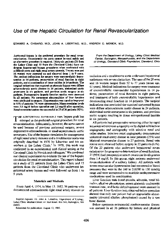 (PDF) Use of the Hepatic Circulation for Renal Revascularization