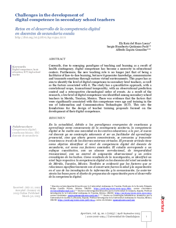 (PDF) Challenges in the development of digital competence in secondary ...