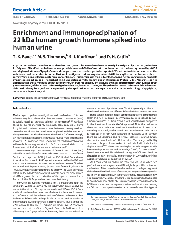 (PDF) Enrichment and immunoprecipitation of 22 kDa human growth hormone ...