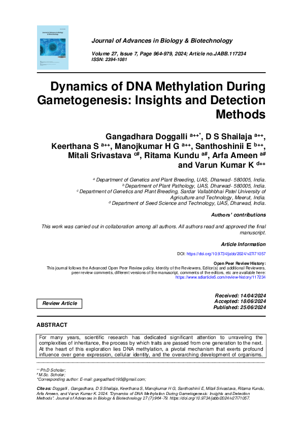 (PDF) Dynamics of DNA Methylation During Gametogenesis: Insights and ...