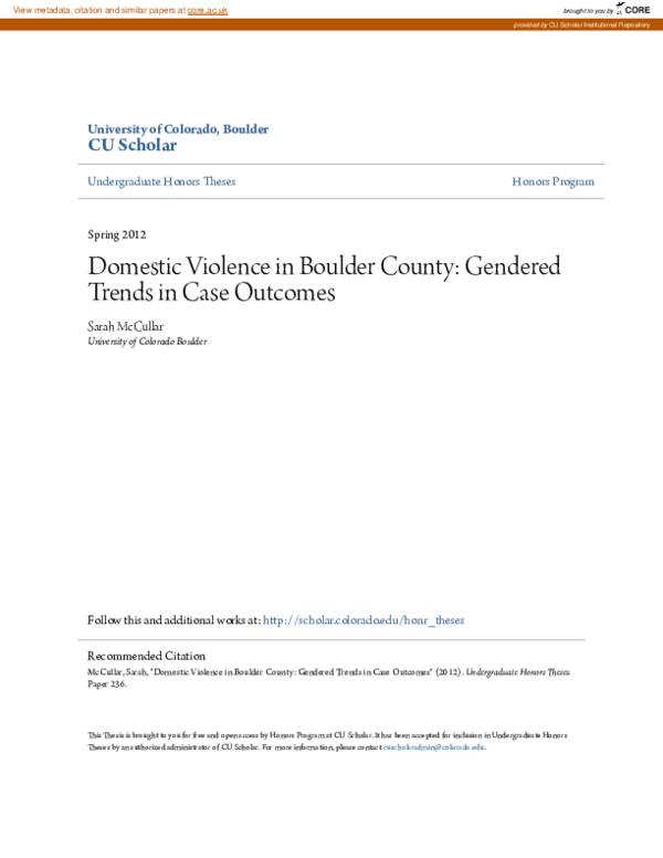 (PDF) Domestic Violence in Boulder County: Gendered Trends in Case Outcomes