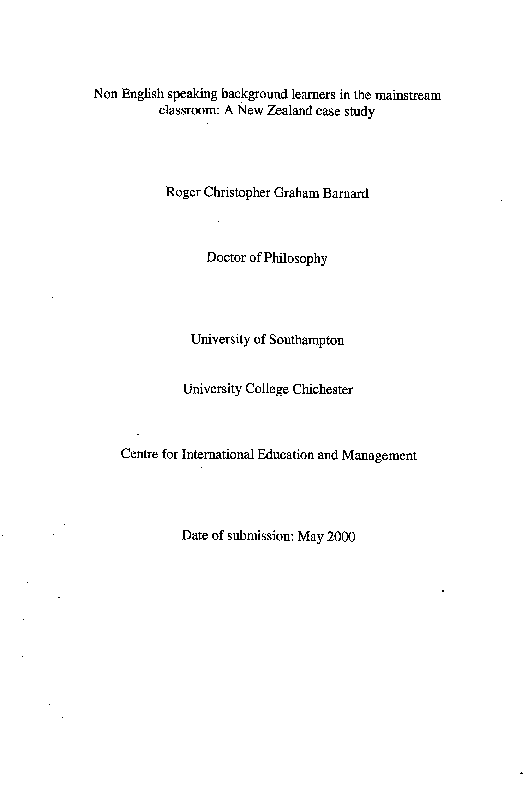 (PDF) Non English speaking background learners in the mainstream ...