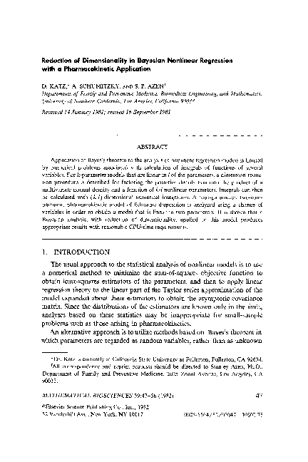 (PDF) Reduction of dimensionality in Bayesian nonlinear regression with ...