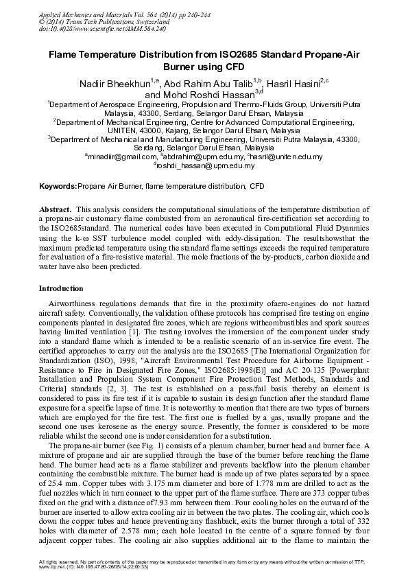 (PDF) Flame Temperature Distribution from ISO2685 Standard Propane-Air ...