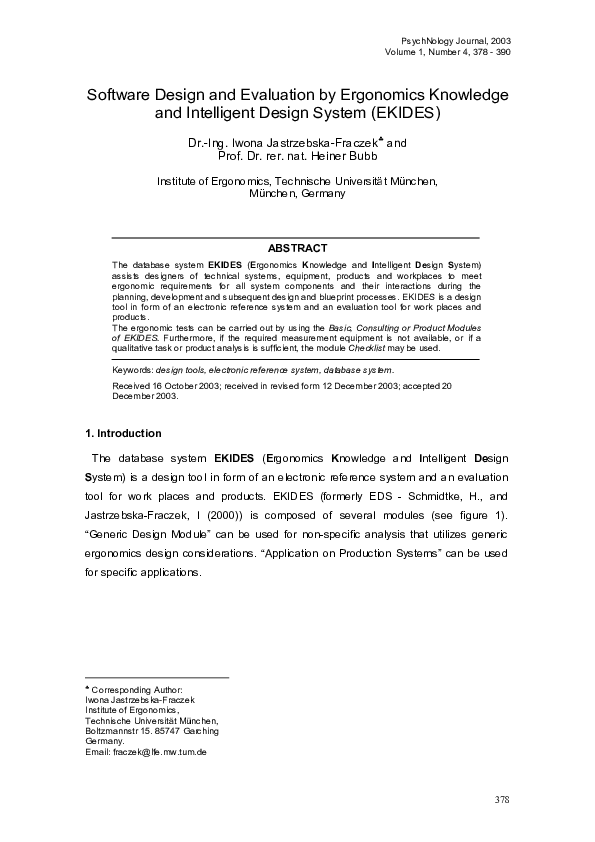 (PDF) Software Design and Evaluation by Ergonomics Knowledge and ...