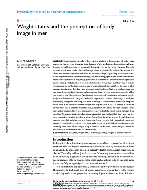 (PDF) Weight status and the perception of body image in men