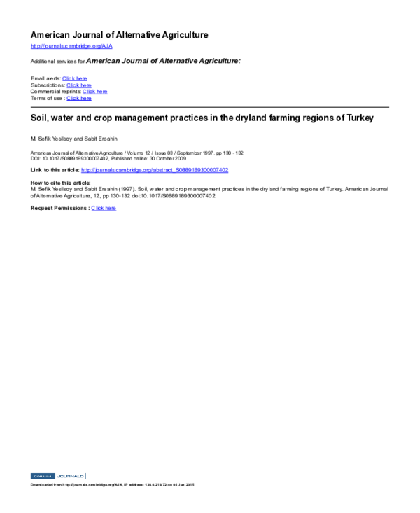 (PDF) Soil, water and crop management practices in the dryland farming ...