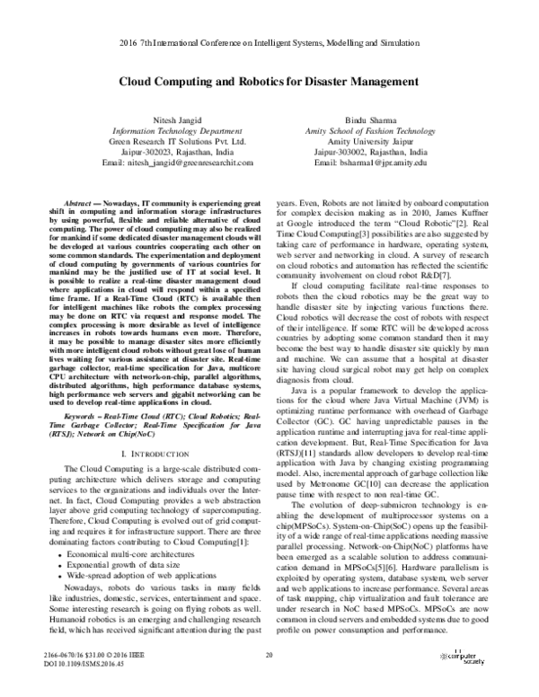 (PDF) Cloud Computing and Robotics for Disaster Management