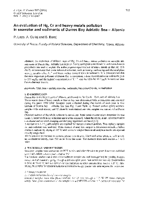 (PDF) An evaluation of Hg, Cr and heavy metals pollution in seawater ...
