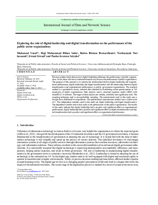 (PDF) Exploring the role of digital leadership and digital ...