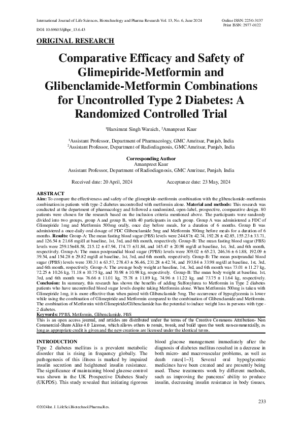 (PDF) Comparative Efficacy and Safety of Glimepiride-Metformin and ...