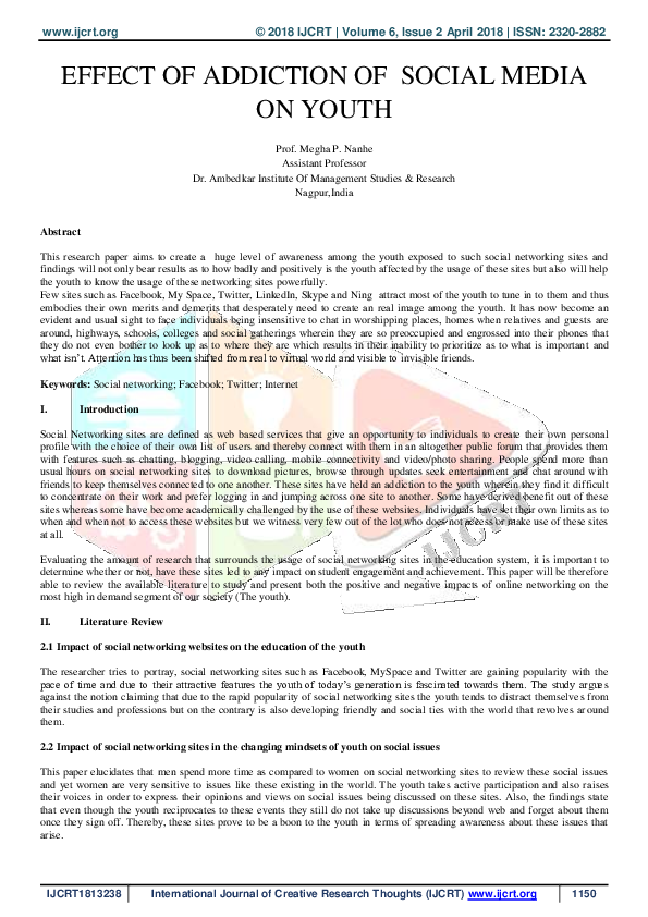 (PDF) Effect of Addiction of Social Media on Youth