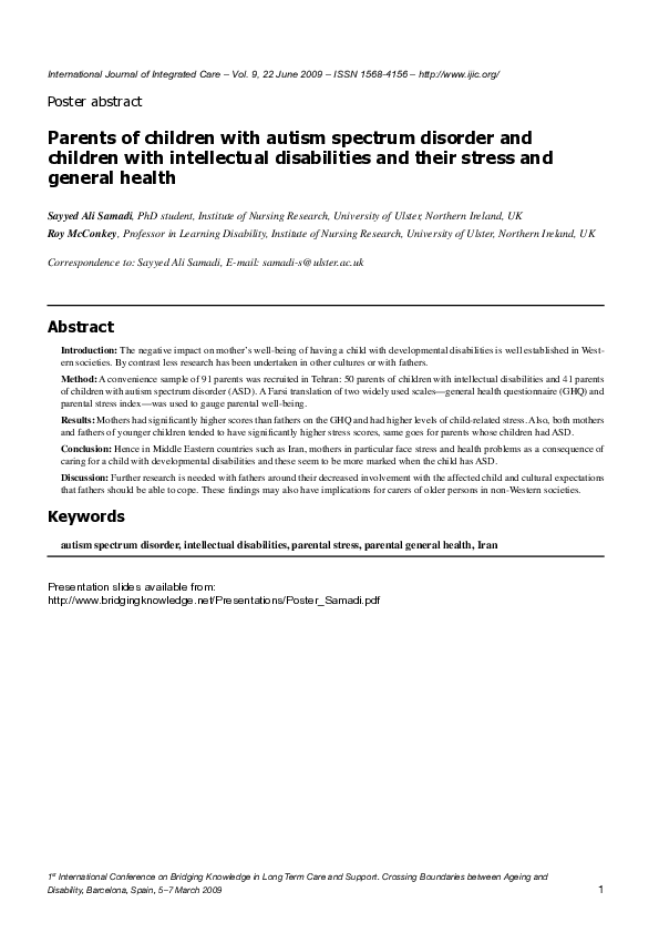 (PDF) Parents of children with autism spectrum disorder and children ...