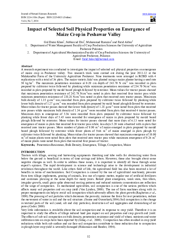(PDF) Impact of Selected Soil Physical Properties on Emergence of Maize ...