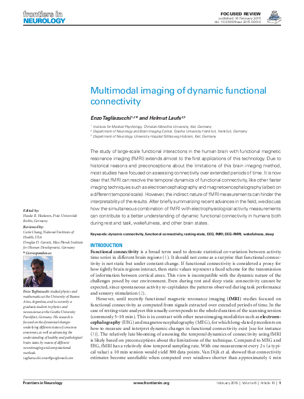 (PDF) Multimodal imaging of dynamic functional connectivity