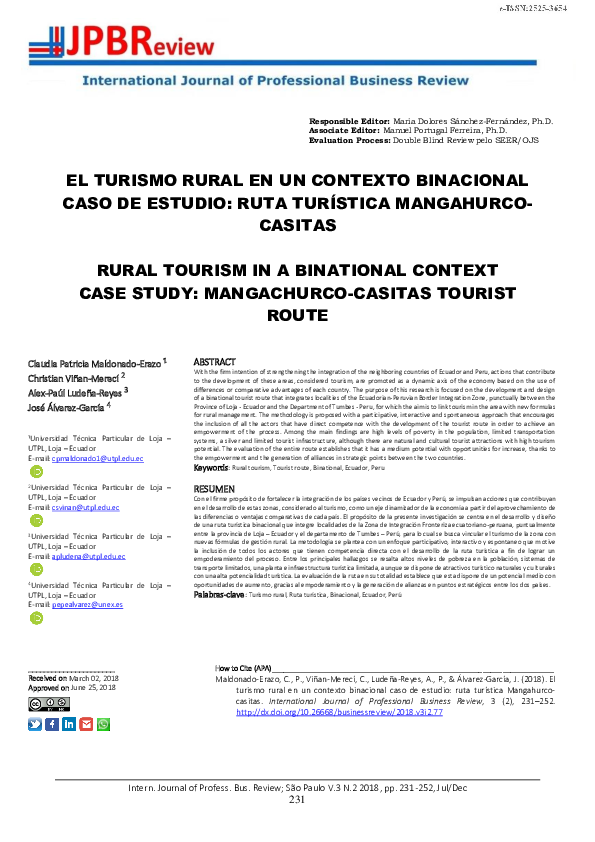 (PDF) Rural tourism in a binational context case study: mangachurco ...