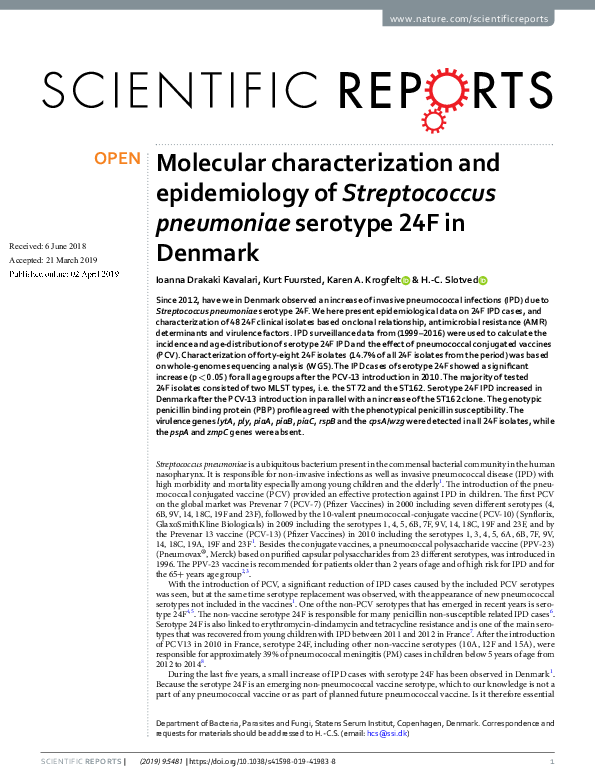 (PDF) Molecular characterization and epidemiology of Streptococcus ...
