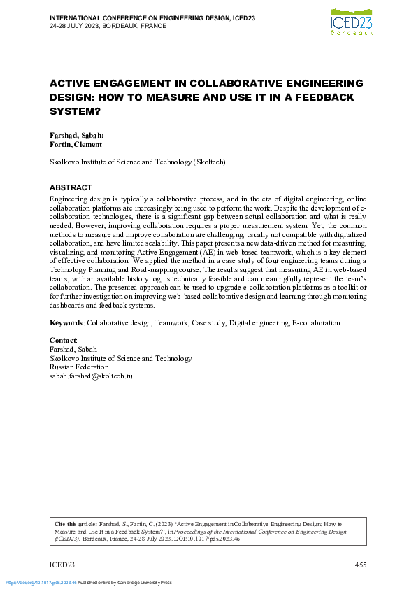 (PDF) Active Engagement in Collaborative Engineering Design: How to ...
