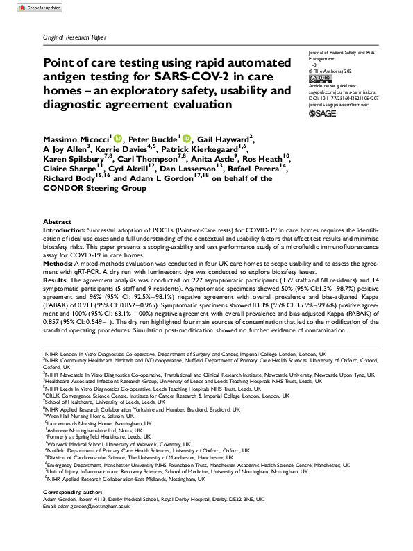 (PDF) Point of care testing using rapid automated antigen testing for ...