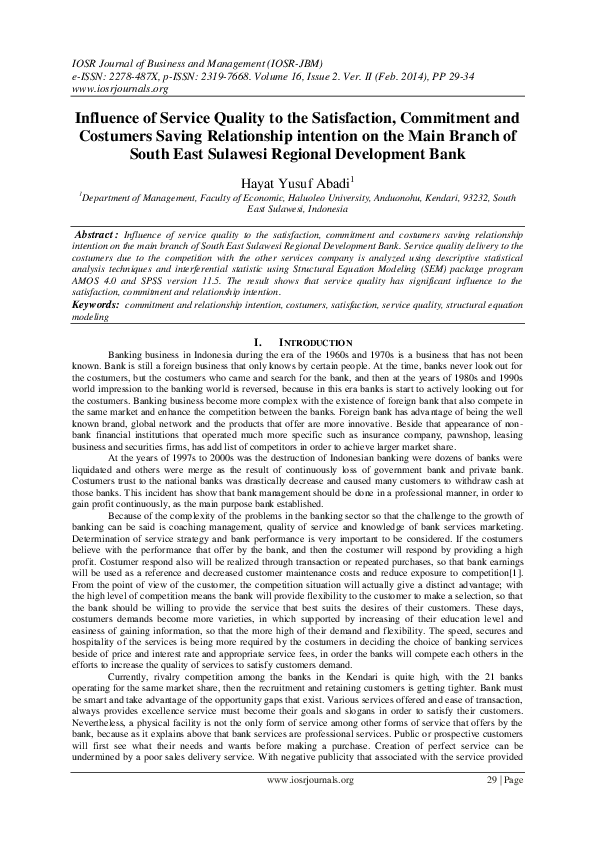 (PDF) Influence of Service Quality to the Satisfaction, Commitment and ...