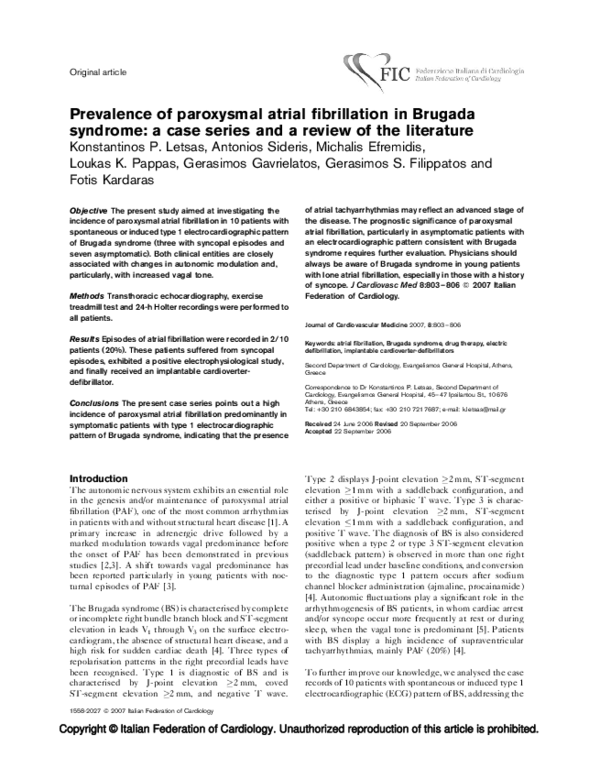 (PDF) Prevalence of paroxysmal atrial fibrillation in a population ...