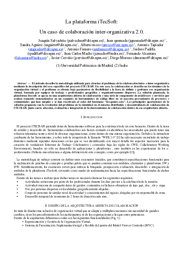 (PDF) La plataforma iTecSoft Un caso de colaboración inter