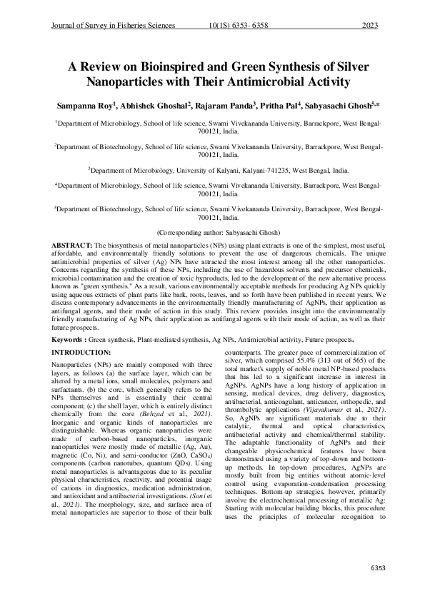 (PDF) A Review on Bioinspired and Green Synthesis of Silver ...