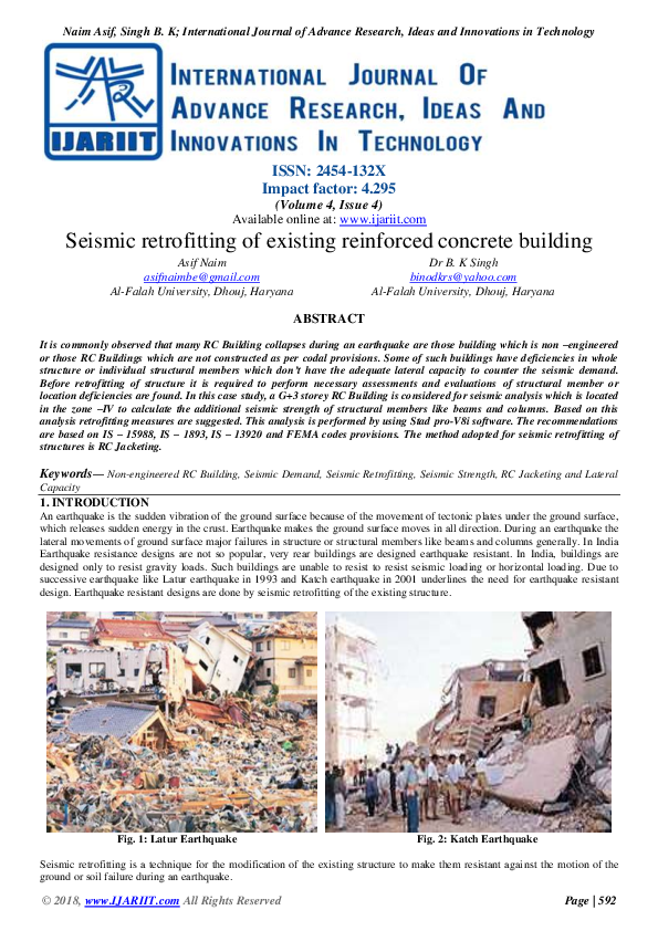 (PDF) Seismic retrofitting of existing reinforced concrete building