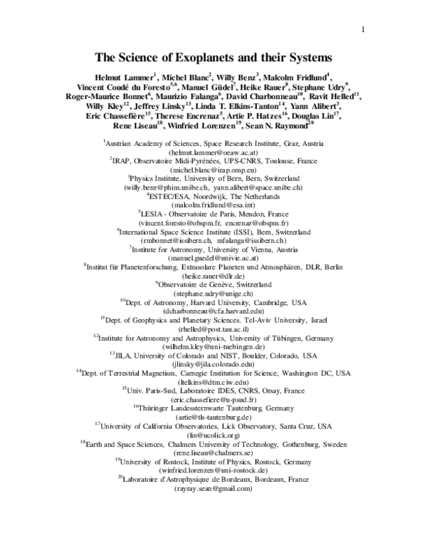 (PDF) The Science of Exoplanets and Their Systems