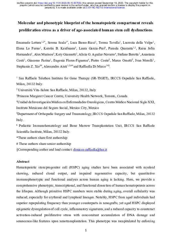 (PDF) Molecular and phenotypic blueprint of the hematopoietic ...
