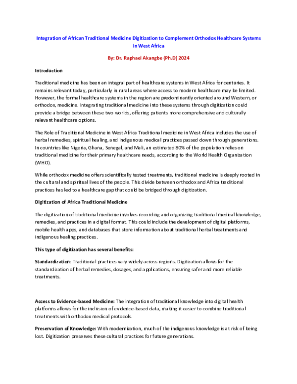 (PDF) Integration of African Traditional Medicine Digitization to ...