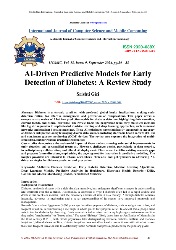 (PDF) AI-Driven Predictive Models for Early Detection of Diabetes: A ...